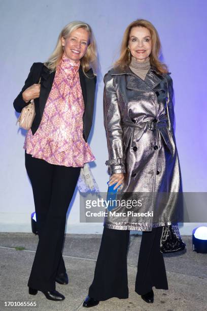 Cyrielle Clair and a guest attend the Pierre Cardin Womenswear Spring/Summer 2024 show as part of Paris Fashion Week on September 25, 2023 in Paris,...