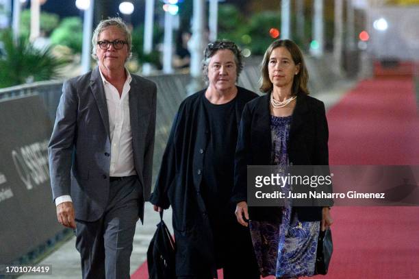 Director Todd Haynes, producers Christine Vachon and Pamela Koffler attend the "May December" premiere during the 71st San Sebastian International...