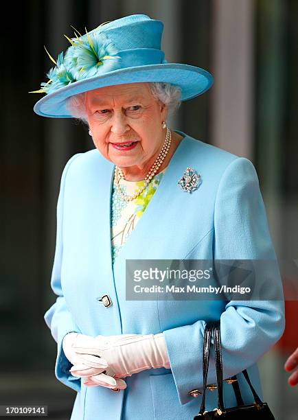 Queen Elizabeth II departs after opening the new BBC Broadcasting House on June 7, 2013 in London, England.