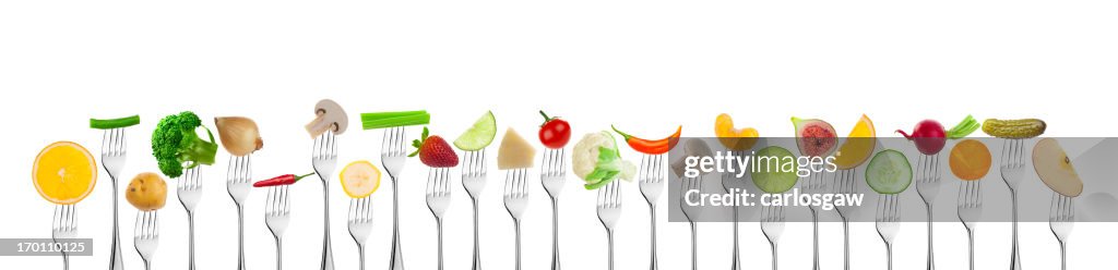 Fruits and Vegetables on Fork