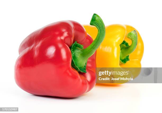 yellow and red bell pepper - yellow bell pepper stock pictures, royalty-free photos & images