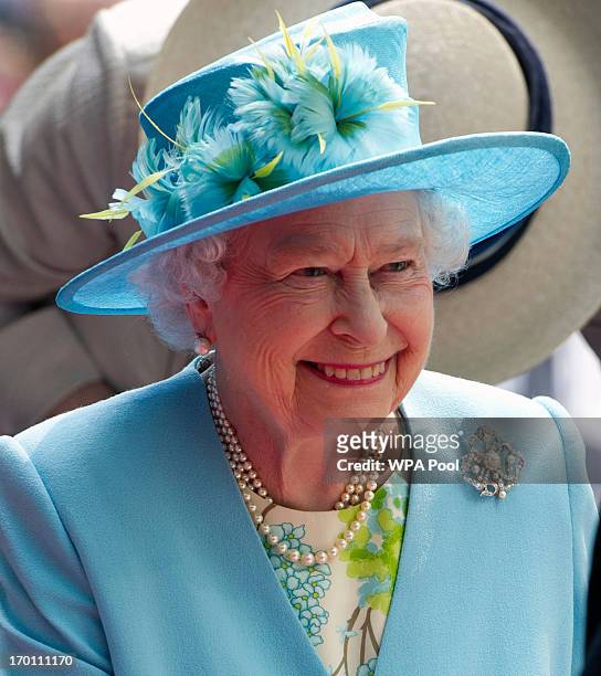 Queen Elizabeth II departs after opening the new BBC Broadcasting House on June 7, 2013 in London, England.
