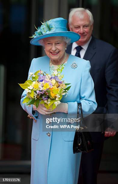 Queen Elizabeth II departs after opening the new BBC Broadcasting House on June 7, 2013 in London, England.