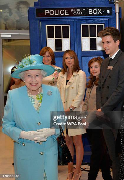 Queen Elizabeth II opens the new BBC Broadcasting House on June 7, 2013 in London, England.