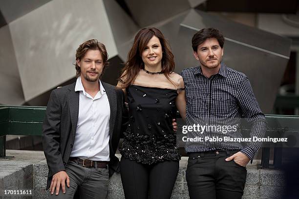 Actor Jan Cornet, actress Claudia Bassols and director Roger Gual attend 'Menu Degustacion' presentation at Cines Princesa on June 7, 2013 in Madrid,...