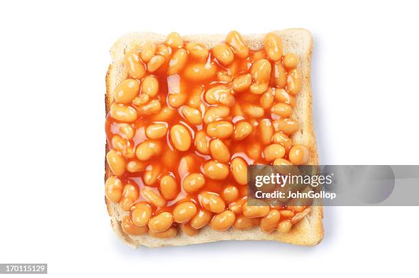 baked beans - geroosterd brood stockfoto's en -beelden