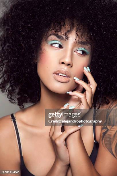attractive beauty - african american nails stock pictures, royalty-free photos & images