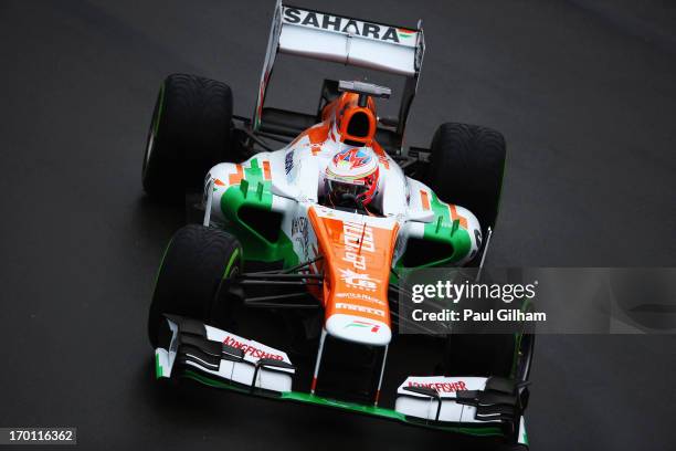 Paul di Resta of Great Britain and Force India drives during practice for the Canadian Formula One Grand Prix at the Circuit Gilles Villeneuve on...