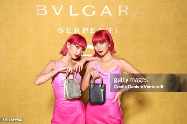 Ami and Aya attend the Bulgari Serpenti Icon Event as part of Paris Fashion Week on September 25, 2023 in Paris, France.