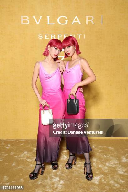 Ami and Aya attend the Bulgari Serpenti Icon Event as part of Paris Fashion Week on September 25, 2023 in Paris, France.