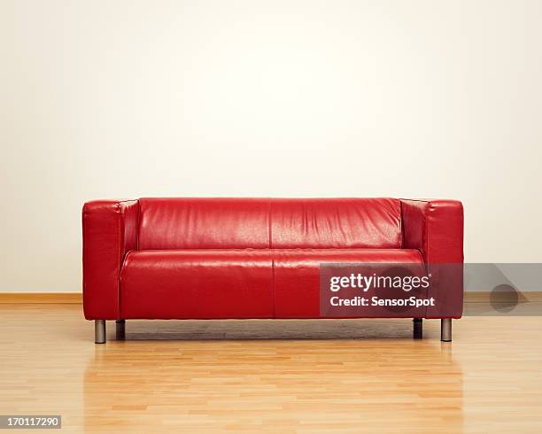 modern sofa - wooden floor white background stock pictures, royalty-free photos & images