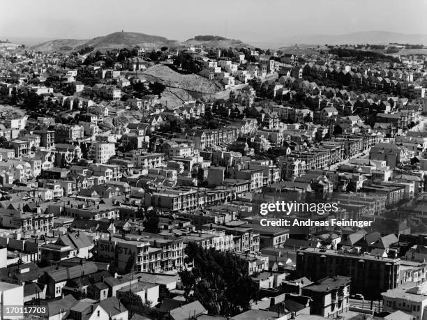 Raised view of San Francisco showing a mainly residential area, California, circa 1955.