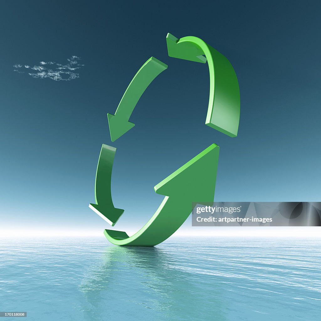 Green Ring made of Arrows above the sea