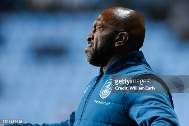 Manager Darren Moore of Huddersfield Town reacts during the Sky Bet Championship match between Coventry City and Huddersfield Town at The Coventry...