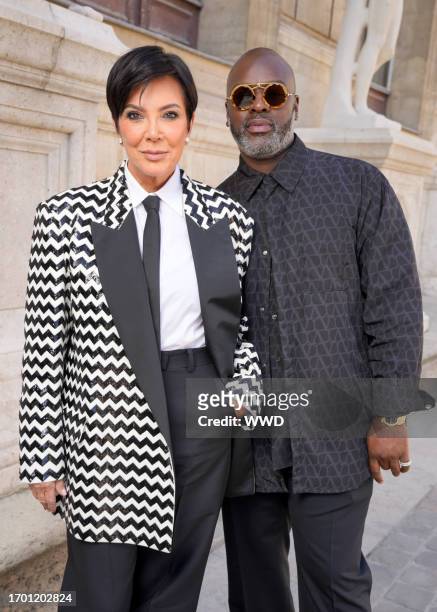 Kris Jenner and Corey Gamble at Valentino Ready To Wear Spring 2024 held at École des Beaux Arts on October 1, 2023 in Paris, France.
