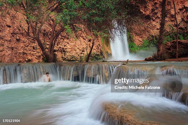 grand canyon national park - mooney falls stock pictures, royalty-free photos & images
