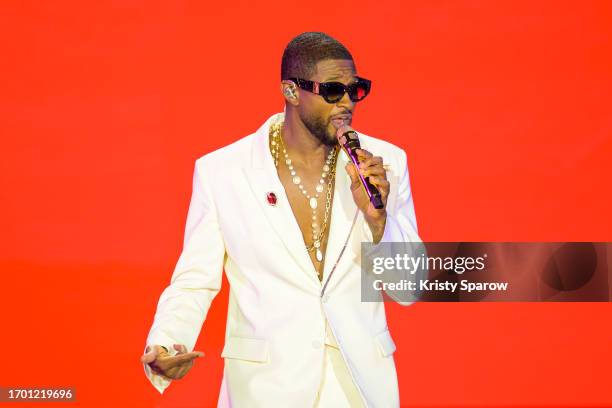 Usher performs onstage during his residency at La Seine Musicale on September 25, 2023 in Boulogne-Billancourt, France.