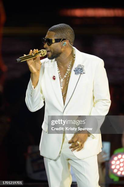 Usher performs onstage during his residency at La Seine Musicale on September 25, 2023 in Boulogne-Billancourt, France.