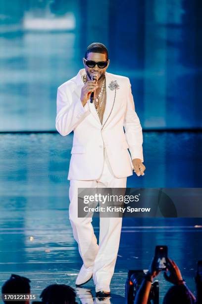 Usher performs onstage during his residency at La Seine Musicale on September 25, 2023 in Boulogne-Billancourt, France.