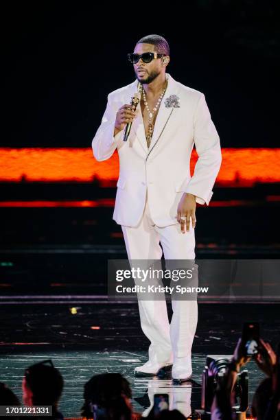 Usher performs onstage during his residency at La Seine Musicale on September 25, 2023 in Boulogne-Billancourt, France.