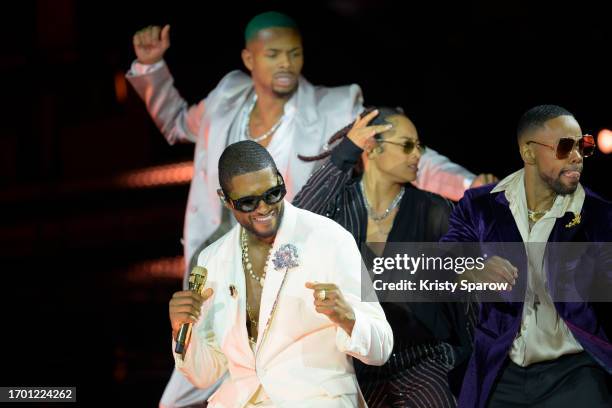 Usher performs onstage during his residency at La Seine Musicale on September 25, 2023 in Boulogne-Billancourt, France.