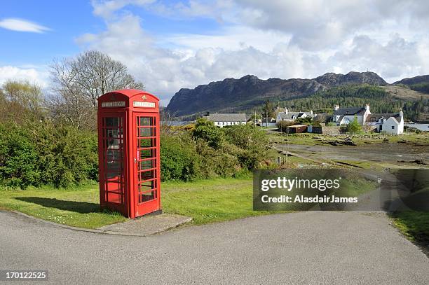 village phonebox - plockton stock pictures, royalty-free photos & images
