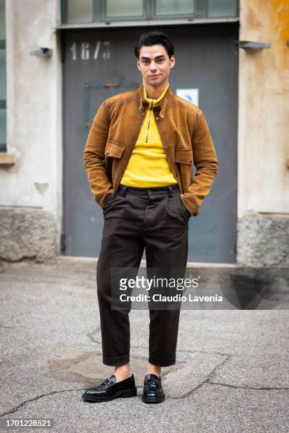 Jacob Rott is seen outside the Tod's show during Milan Fashion Week Womenswear Spring/Summer 2024 on September 22, 2023 in Milan, Italy.