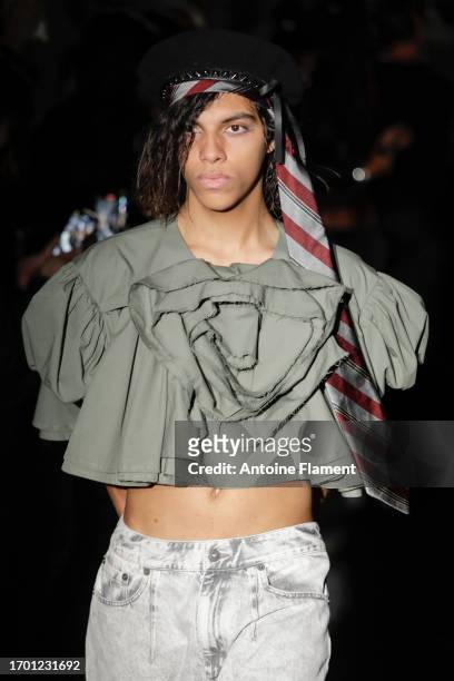 Model walks the runway during the Vaquera Womenswear Spring/Summer 2024 show as part of Paris Fashion Week on September 25, 2023 in Paris, France.