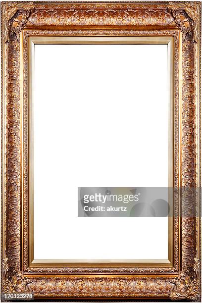 ornate large antique frame blank copper gold isolated xxl carved - renaissance stock pictures, royalty-free photos & images