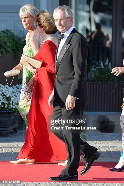 Princess Birgitta of Sweden, Princess Margaretha Mrs. Ambler and Tord Magnuson attend a private dinner on the eve of the wedding of Princess...