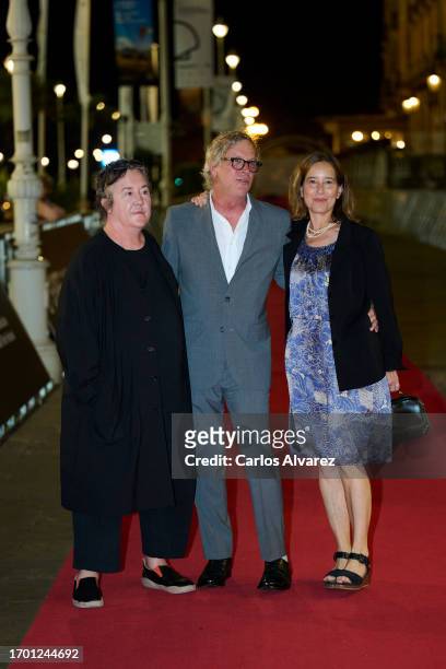Producer Christine Vachon, Director Todd Haynes and producer Pamela Koffler attend the "May December" premiere during the 71st San Sebastian...