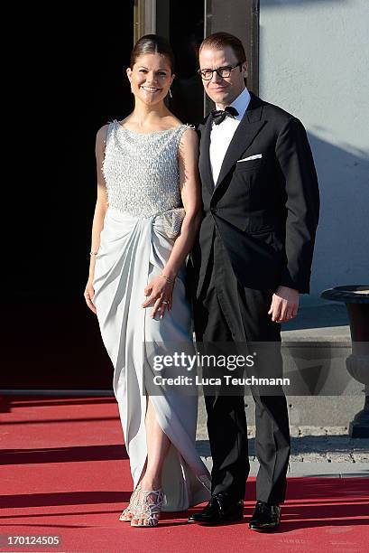 Crown Princess Victoria and Prince Daniel of Sweden attend a private dinner on the eve of the wedding of Princess Madeleine and Christopher O'Neill...