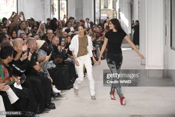 Christa Bösch and Cosima Gadient on the runway at Ottolinger Ready To Wear Spring 2024 on October 1, 2023 in Paris, France.