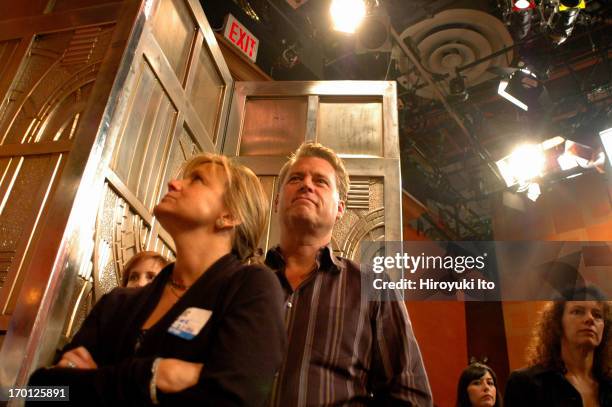 Joe Simpson and his wife Tina watching their daughter Ashlee Simpson performing at "Live With Regis and Kelly" at ABC studio on September 21, 2004.