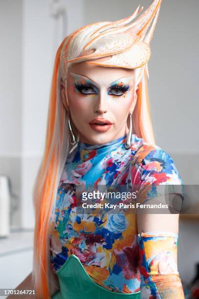 Kam Hugh poses backstage prior to the Weinsanto Womenswear Spring/Summer 2024 show as part of Paris Fashion Week on September 25, 2023 in Paris,...