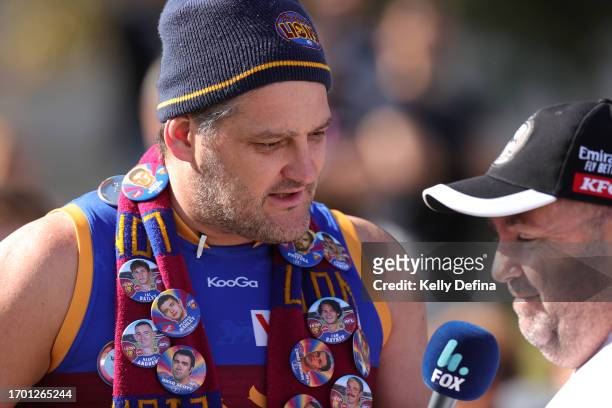 Former AFL player Brendan Fevola is seen during a Collingwood Magpies AFL training session at AIA Centre on September 26, 2023 in Melbourne,...