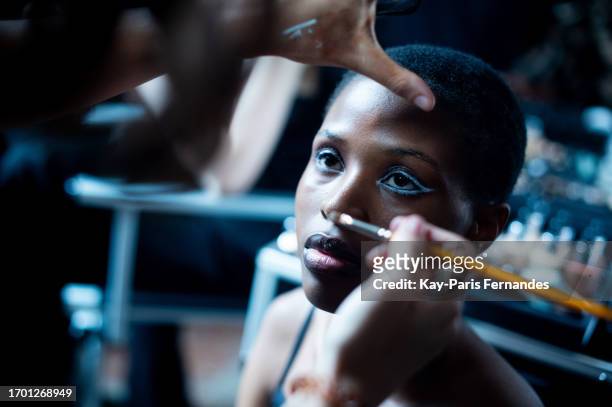 Model poses backstage prior to the Weinsanto Womenswear Spring/Summer 2024 show as part of Paris Fashion Week on September 25, 2023 in Paris, France.