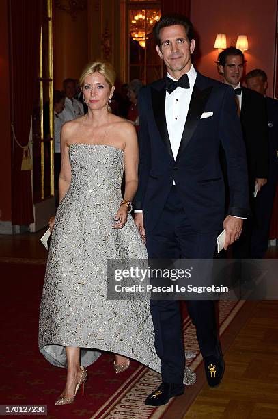 Crown Princess Marie-Chantal of Greece and Crown Prince Pavlos of Greece attend a private dinner on the eve of the wedding of Princess Madeleine and...