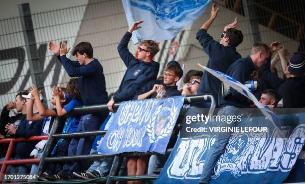 Gent's supporters pictured during a soccer match between RWD Molenbeek and KAA Gent, Sunday 01 October 2023 in Brussels, on day 09 of the 2023-2024...