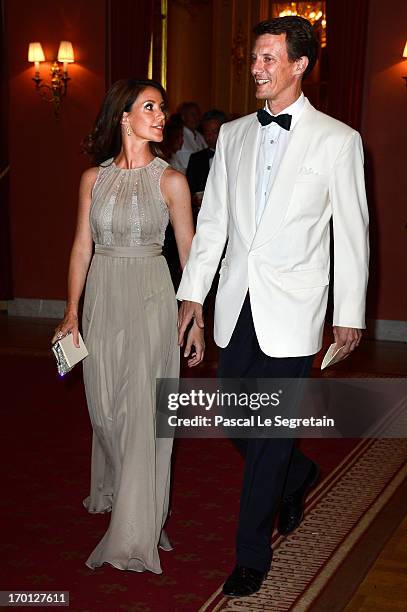 Princess Marie of Denmark and Prince Joachim of Denmark attend a private dinner on the eve of the wedding of Princess Madeleine and Christopher...