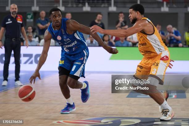 Semaj Christon of Germani Basket Brescia play the ball during the match between Germani Basket Brescia and Carpegna Prosciutto Pesaro, regular season...