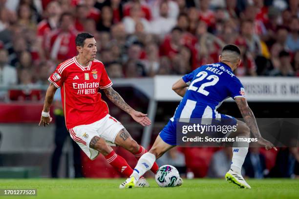 Angel Di Maria of Benfica, Alan Varela of FC Porto during the Portugese Primeira Liga match between Benfica v FC Porto at the Estadio Da Luz on...