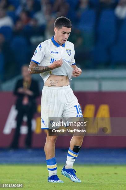 Matias Soule' of Frosinone Calcio looks dejected during the Serie A Tim match between AS Roma and Frosinone Calcio at Stadio Olimpico on October 1,...