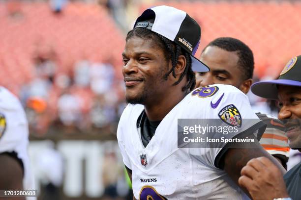 Baltimore Ravens quarterback Lamar Jackson leaves the field following the National Football League game between the Baltimore Ravens and Cleveland...