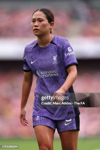 Fuka Nagano of Liverpool during the Barclays Women's Super League match between Arsenal FC and Liverpool FC at Emirates Stadium on October 1, 2023 in...