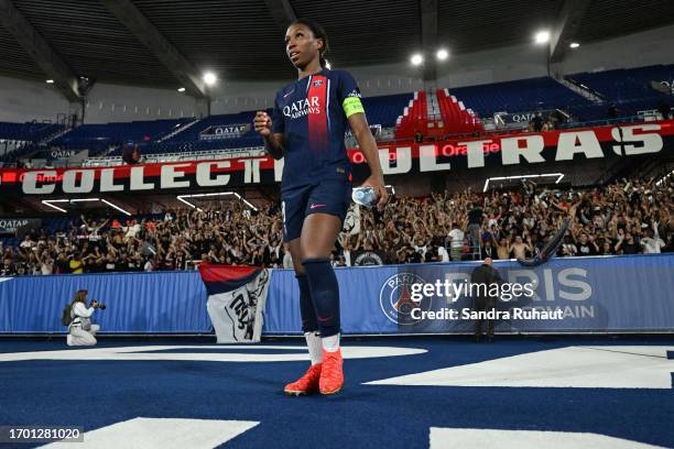 Grace GEYORO of PSG after the D1 Arkema match between Paris Saint-Germain and Olympique Lyonnais at Parc des Princes on October 1, 2023 in Paris,...