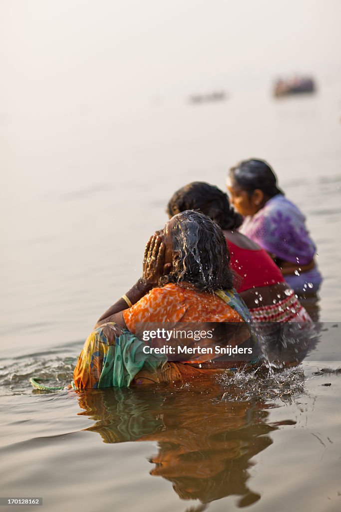 Pilgrims washing in Ganga river