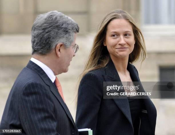 Consuelo Remmert, trainee at the diplomatic unit of the Elysee Palace and half-sister of first Lady Carla Bruni Sarkozy, arrives with Jean-David...