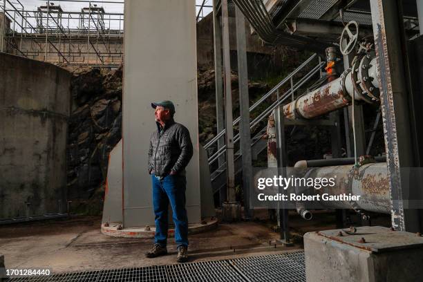 Hells Canyon, Oregon, Thursday, April 27, 2023- Brett Dumas, director of environmental affairs for Idaho Power, at Hells Canyon Dam on the Snake River