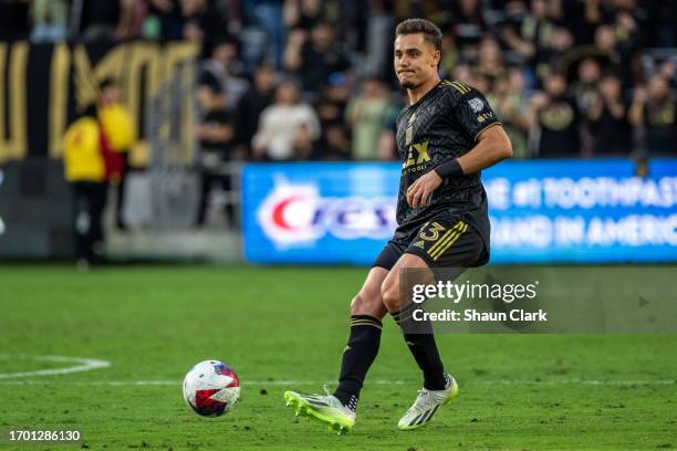 Aaron Long of Los Angeles FC during the match against Real Salt Lake at BMO Stadium on October 1, 2023 in Los Angeles, California. Real Salt Lake won...